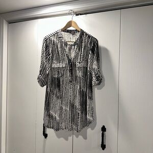 Cocomo Black and White Animal Print Blouse EUC Women’s 1X